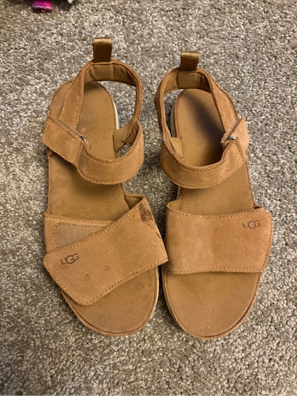 UGG Tan Suede Double-Strap Open-Toe Sandals